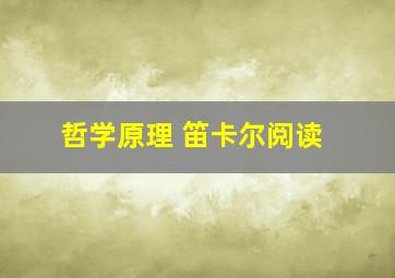 哲学原理 笛卡尔阅读